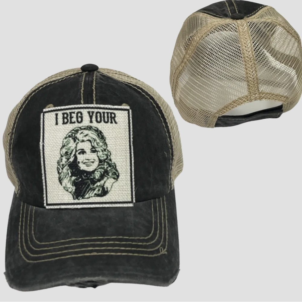 “I Beg Your Parton” Women’s Mesh Trucker Hat - Adjustable